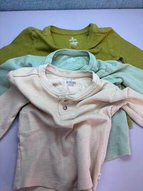 Honest Baby 2T LS 100% Organic Cotton Waffle Henlies x3 in Neutral Colors